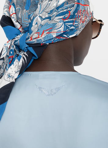 Robe midi portefeuille satinée ZADIG&VOLTAIRE Bleu